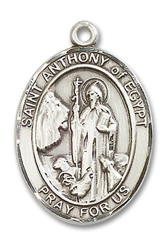 Extel Large Oval Sterling Silver St. Anthony of Egypt Medal, Made in USA