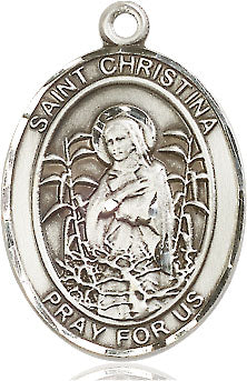 Extel Large Oval Pewter St. Christina the Astonishing Medal, Made in USA