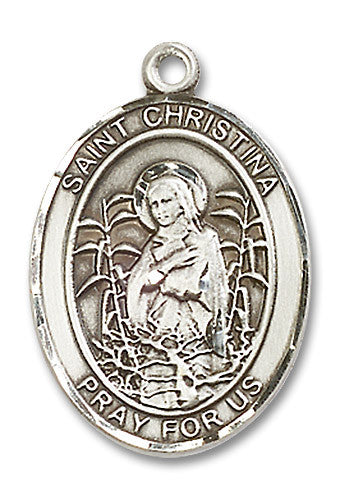 Extel Large Oval Sterling Silver St. Christina the Astonishing Medal, Made in USA