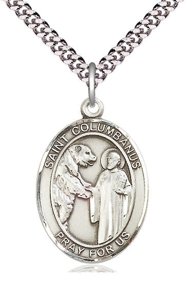 Extel Large Oval Pewter St. Columbanus Pendant with 24" chain, Made in USA