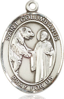 Extel Large Oval Pewter St. Columbanus Pendant with 24" chain, Made in USA