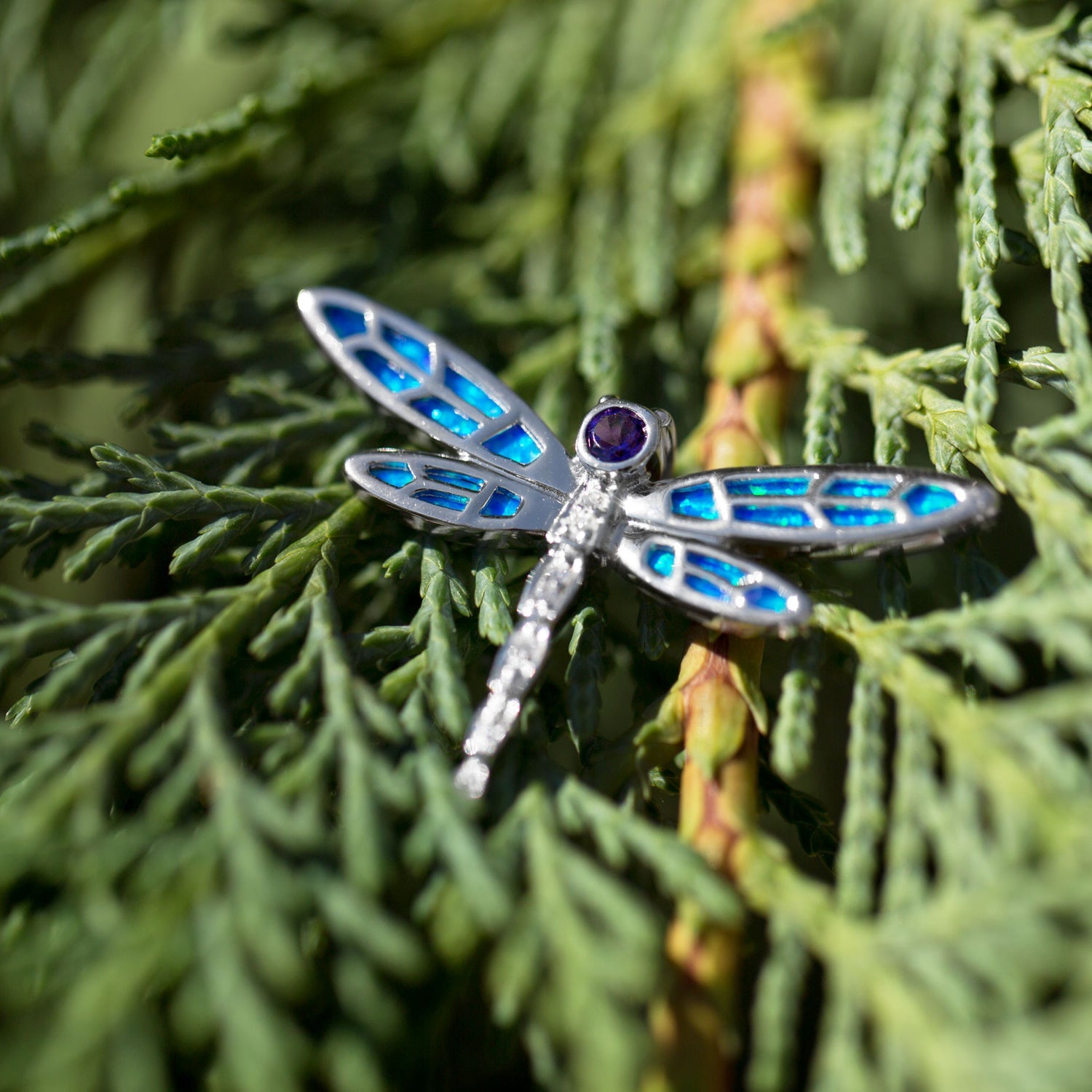 Synthetic Opal and CZ Dragonfly Slide