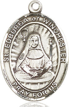 Extel Large Oval Pewter St. Edburga of Winchester Medal, Made in USA