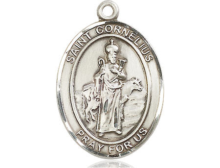 Extel Large Oval Pewter St. Cornelius Medal, Made in USA