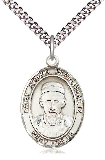 Extel Large Oval Silver Filled St. Joseph Freinademetz Pendant with 24" chain, Made in USA