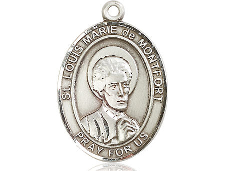 Extel Large Oval Pewter St. Louis Marie de Montfort Medal, Made in USA