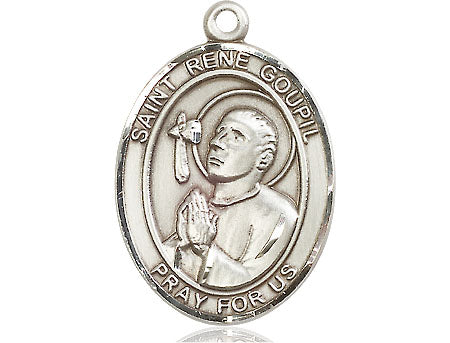 Extel Large Oval Pewter St. Rene Goupil Medal, Made in USA