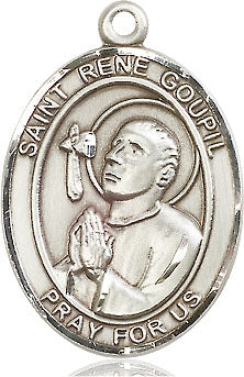 Extel Large Oval Pewter St. Rene Goupil Medal, Made in USA