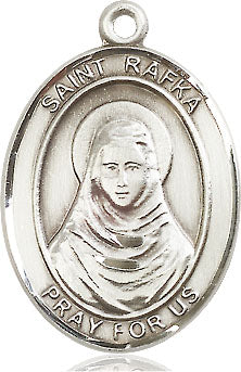 Extel Large Oval Sterling Silver St. Rafka Medal, Made in USA