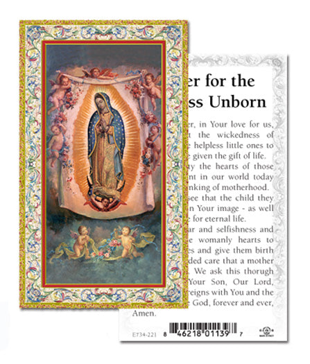 Prayer for the Helpless Unborn Gold-Stamped Catholic Prayer Holy Card with Prayer on Back, Pack of 100