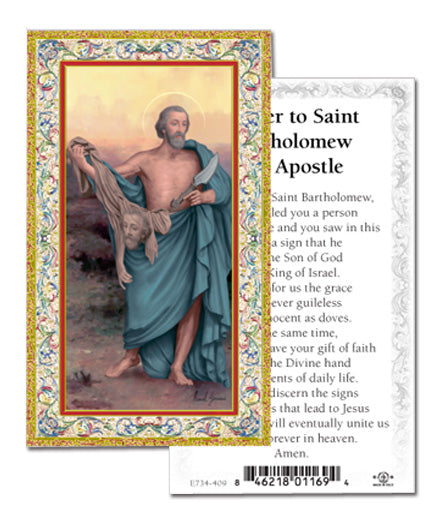 Saint Bartholomew Gold-Stamped Catholic Holy Card Pack of 100