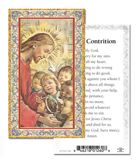 An Act of Contrition Gold-Stamped Catholic Prayer Holy Card with Prayer on Back, Pack of 100