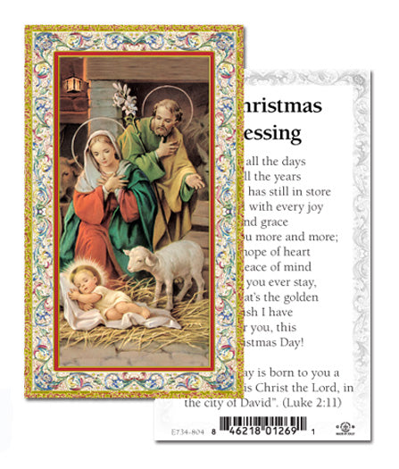 A Christmas Blessing Catholic Prayer Holy Card with Prayer on Back, Pack of 100