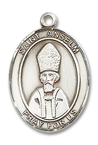 Extel Large Oval Sterling Silver St. Anselm of Canterbury Medal, Made in USA