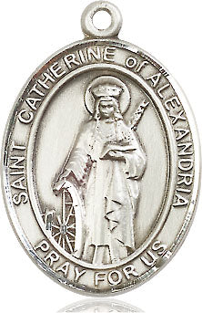 Extel Large Oval Pewter St. Catherine of Alexandria Medal, Made in USA