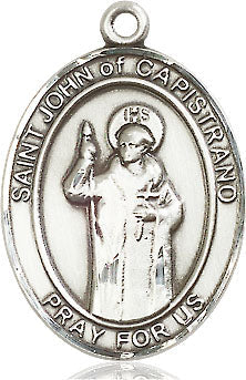 Extel Large Oval Pewter St. John of Capistrano Pendant with 24" chain, Made in USA