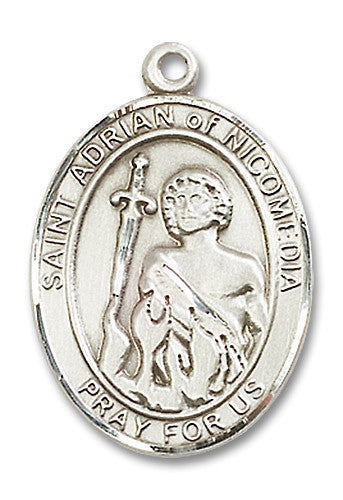 Extel Large Oval Sterling Silver St. Adrian of Nicomedia Medal, Made in USA