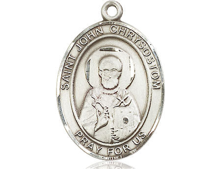 Extel Large Oval Pewter St. John Chrysostom Medal, Made in USA