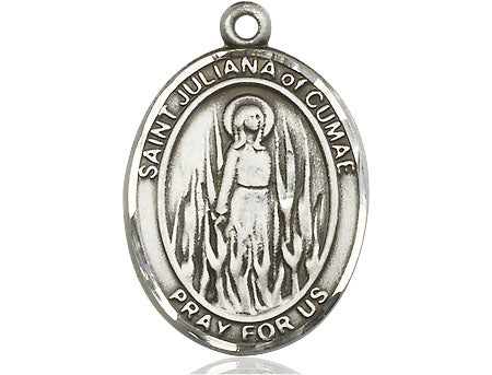 Extel Large Oval Pewter St. Juliana Medal, Made in USA