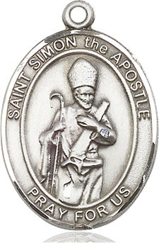 Extel Large Oval Pewter St. Simon Medal, Made in USA