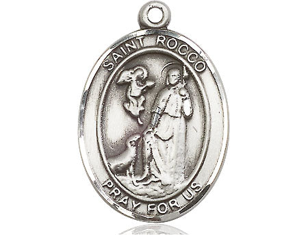 Extel Large Oval Pewter St. Rocco Medal, Made in USA