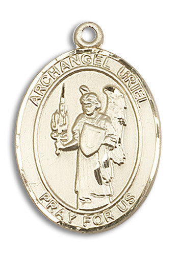 Extel Large Oval 14kt Gold Filled St. Uriel the Archangel Medal, Made in USA