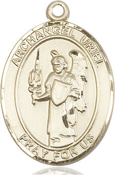 Extel Large Oval 14kt Gold Filled St. Uriel the Archangel Medal, Made in USA