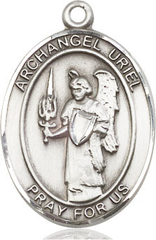 Extel Large Oval Sterling Silver St. Uriel the Archangel Medal, Made in USA