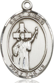 Extel Large Oval Pewter St. Aidan of Lindesfarne Medal, Made in USA