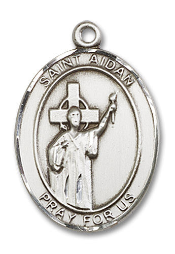 Extel Large Oval Sterling Silver St. Aidan of Lindesfarne Medal, Made in USA