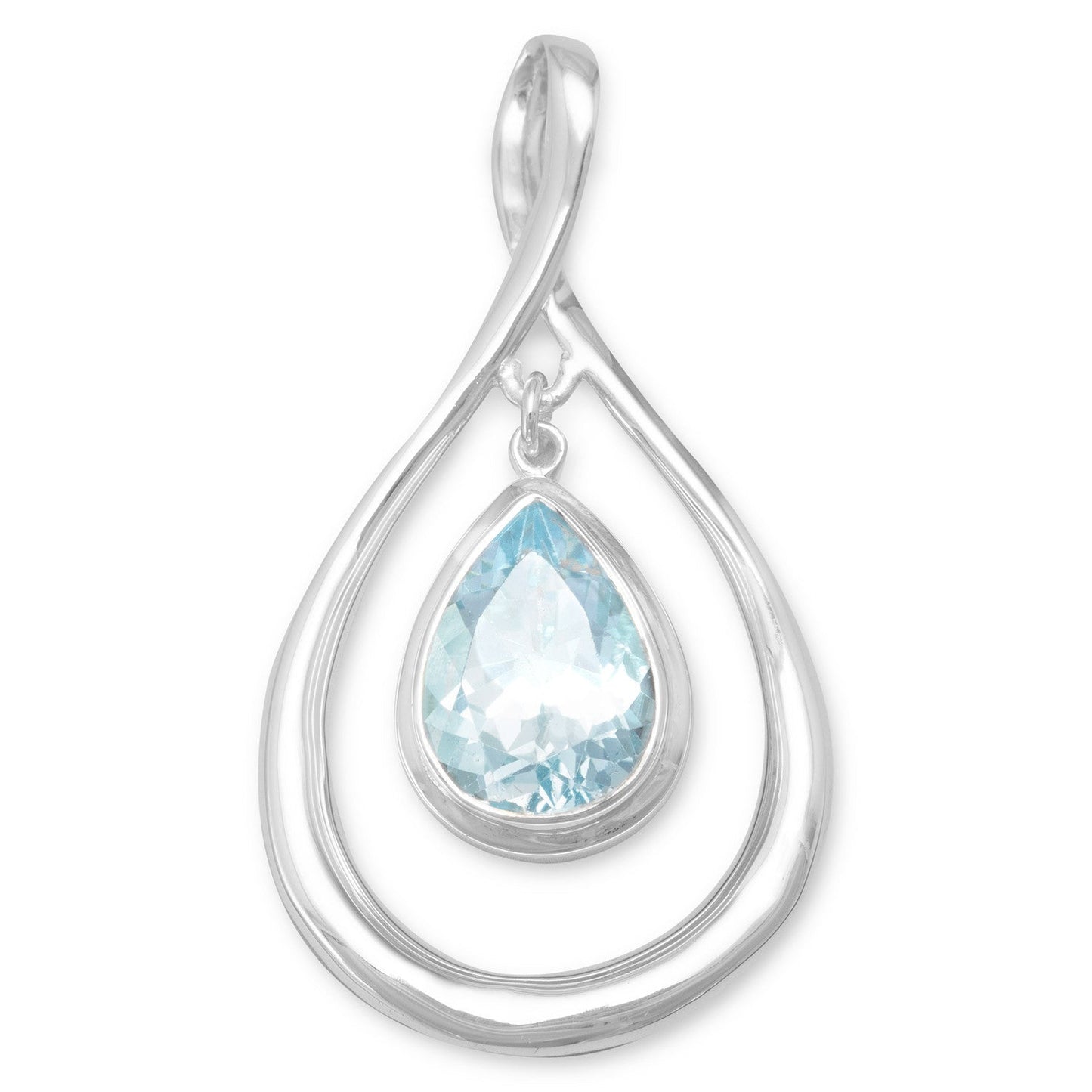 Extel Pear Shape Pendant with Blue Topaz Drop