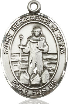 Extel Large Oval Pewter St. Bernadine of Sienna Medal, Made in USA