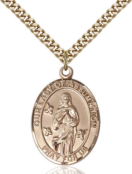 Extel Large Oval 14kt Gold Filled Our Lady of Assumption Pendant with 24" chain