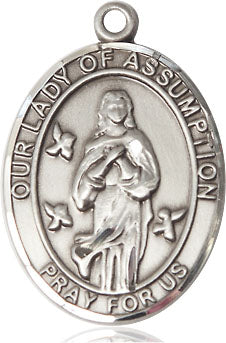 Extel Large Oval Pewter Our Lady of Assumption Pendant with 24" chain