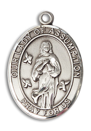 Extel Large Oval Sterling Silver Our Lady of Assumption Medal