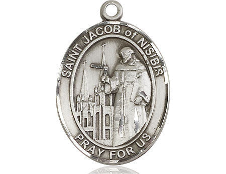 Extel Large Oval Pewter St. Jacob of Nisibis Medal, Made in USA