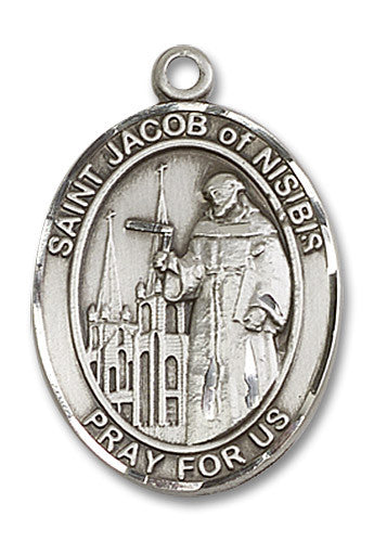 Extel Large Oval Sterling Silver St. Jacob of Nisibis Medal, Made in USA