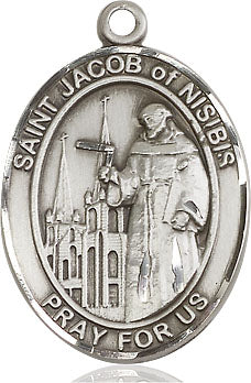 Extel Large Oval Sterling Silver St. Jacob of Nisibis Medal, Made in USA