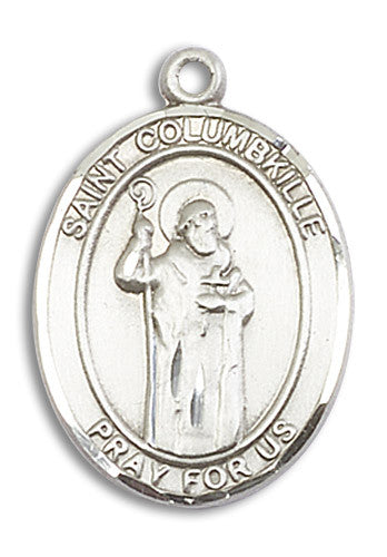 Extel Large Oval Sterling Silver St. Columbkille Medal, Made in USA