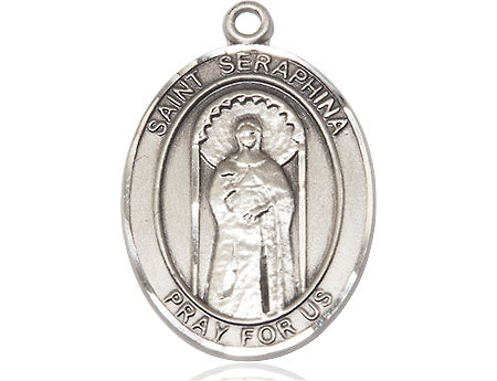 Extel Large Oval Pewter St. Seraphina Medal, Made in USA