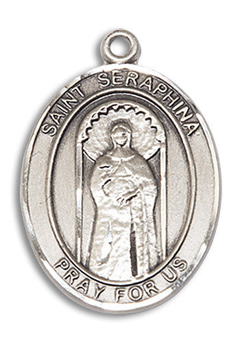 Extel Large Oval Sterling Silver St. Seraphina Medal, Made in USA