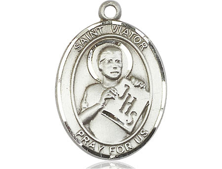 Extel Large Oval Pewter St. Viator of Bergamo Medal, Made in USA