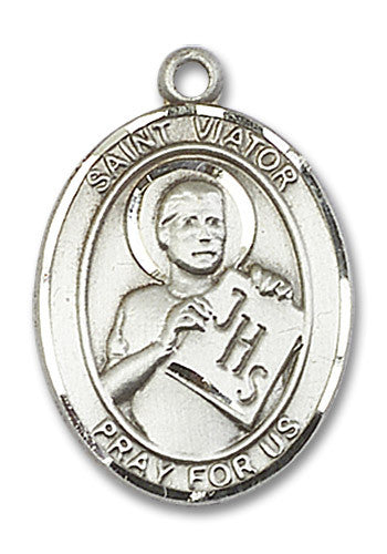 Extel Large Oval Sterling Silver St. Viator of Bergamo Medal, Made in USA