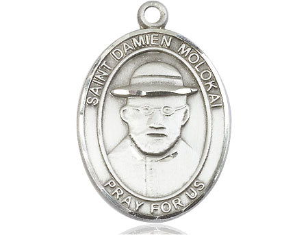 Extel Large Oval Pewter St. Damien of Molokai Medal, Made in USA