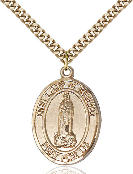 Extel Large Oval 14kt Gold Filled Our Lady of Kibeho Pendant with 24" chain