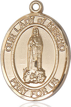 Extel Large Oval 14kt Gold Filled Our Lady Pendant with Chain