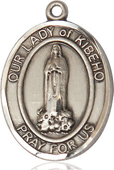 Extel Large Oval Pewter Our Lady of Kibeho Pendant with 24" chain