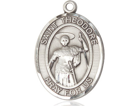 Extel Large Oval Pewter St. Theodore Stratelates Medal, Made in USA