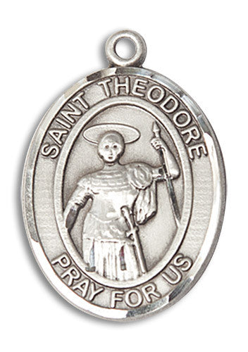 Extel Large Oval Sterling Silver St. Theodore Stratelates Medal, Made in USA