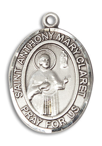 Extel Large Oval Sterling Silver St. Anthony Mary Claret Medal, Made in USA